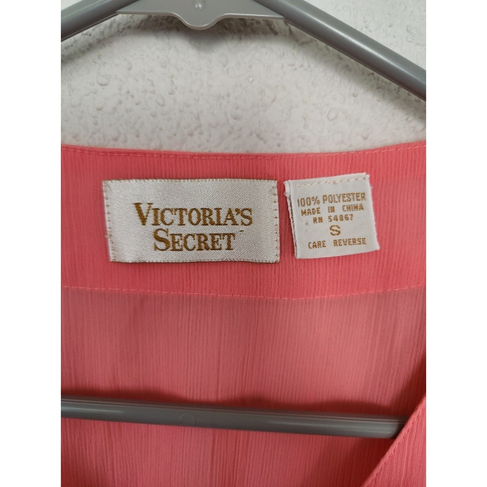 Vintage 90s‎ Victorias Secret Gold Label Sheer Pajama Top Coral Womens Small - Picture 5 of 8
